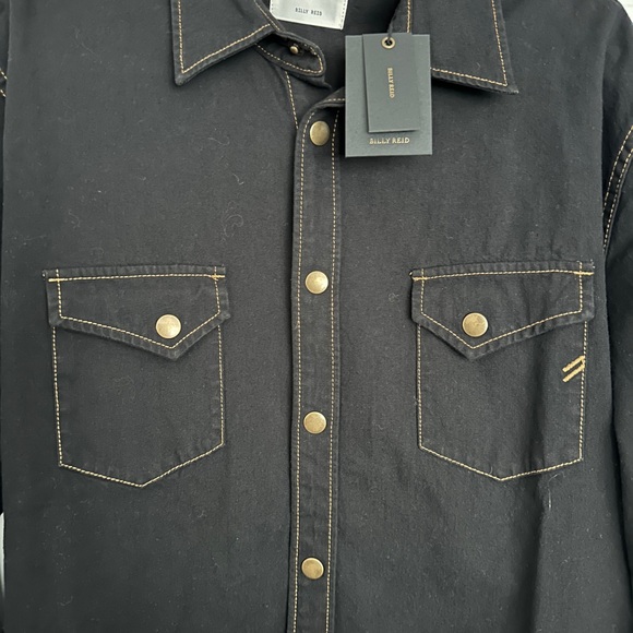 Billy Reid Shoals Black Denim Button-Up Shirt. Size L - Picture 9 of 13